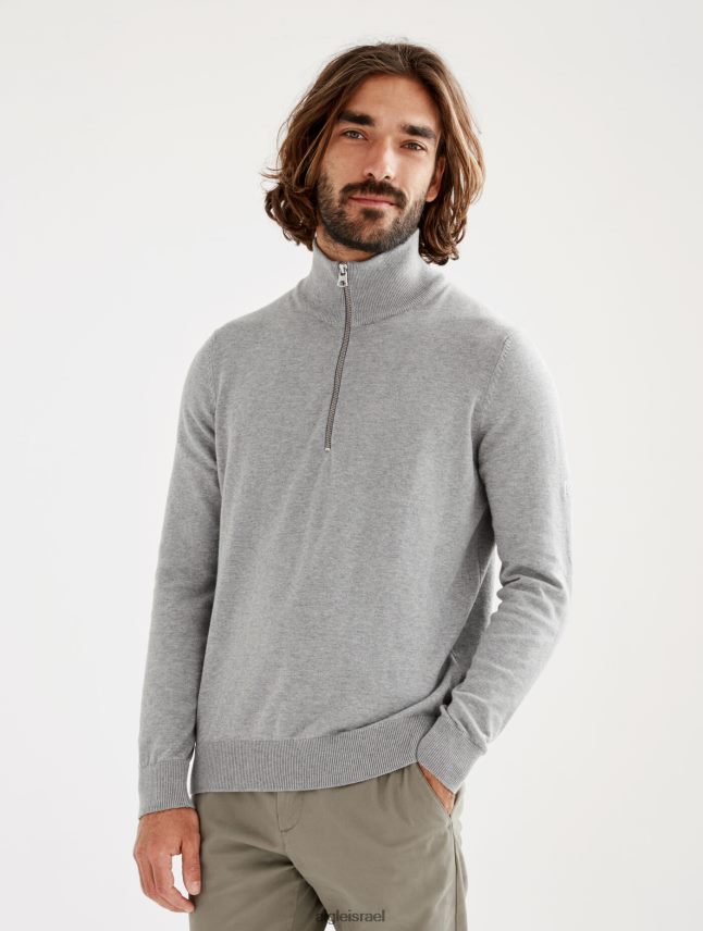 גברים אפור אברש Aigle מגשר דק עם חצי רוכסן צוואר גבוה בגדים 8V6ZVZ106