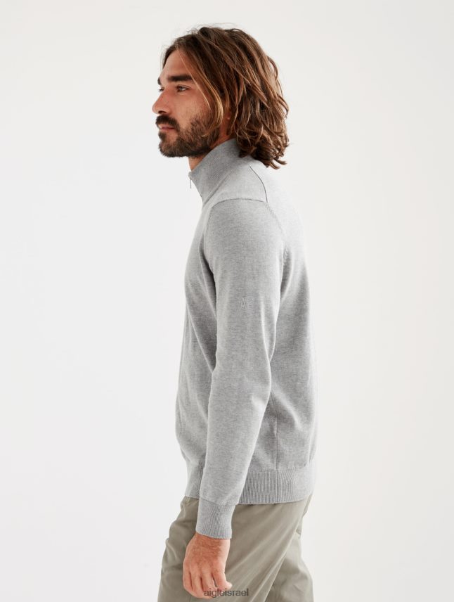 גברים אפור אברש Aigle מגשר דק עם חצי רוכסן צוואר גבוה בגדים 8V6ZVZ106