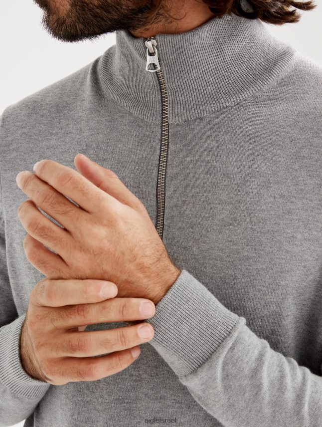 גברים אפור אברש Aigle מגשר דק עם חצי רוכסן צוואר גבוה בגדים 8V6ZVZ106