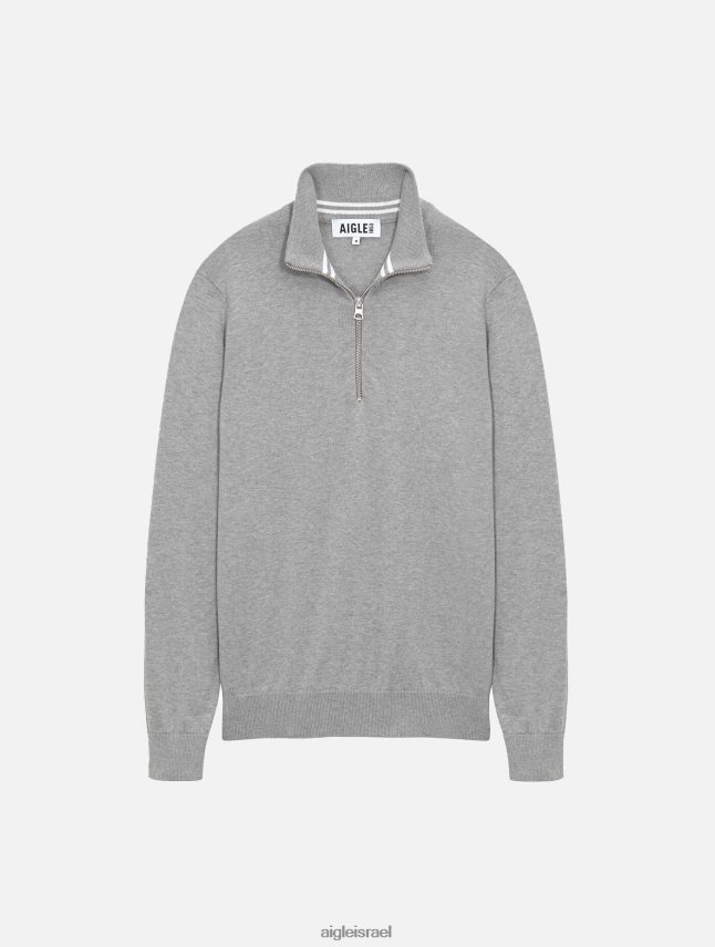 גברים אפור אברש Aigle מגשר דק עם חצי רוכסן צוואר גבוה בגדים 8V6ZVZ106