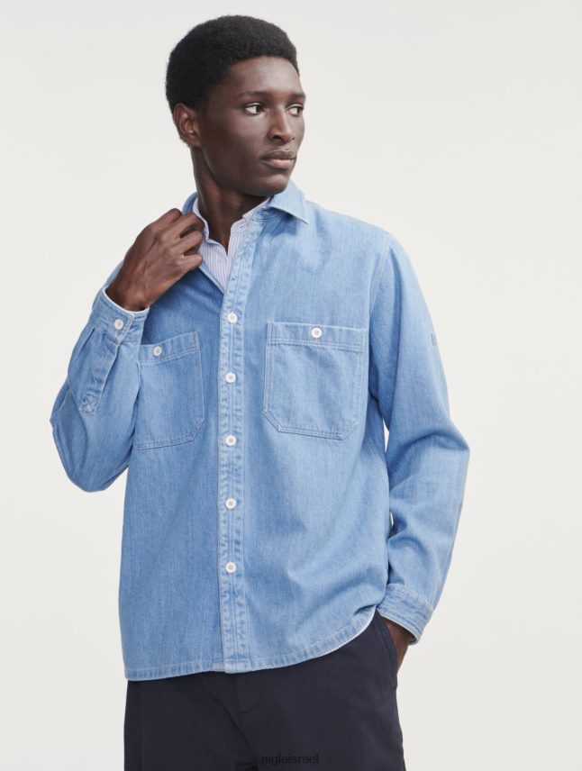 גברים אקונומיקה בהירה ג'ינס Aigle חולצת ג'ינס עם שרוול ארוך בגדים 8V6ZVZ112