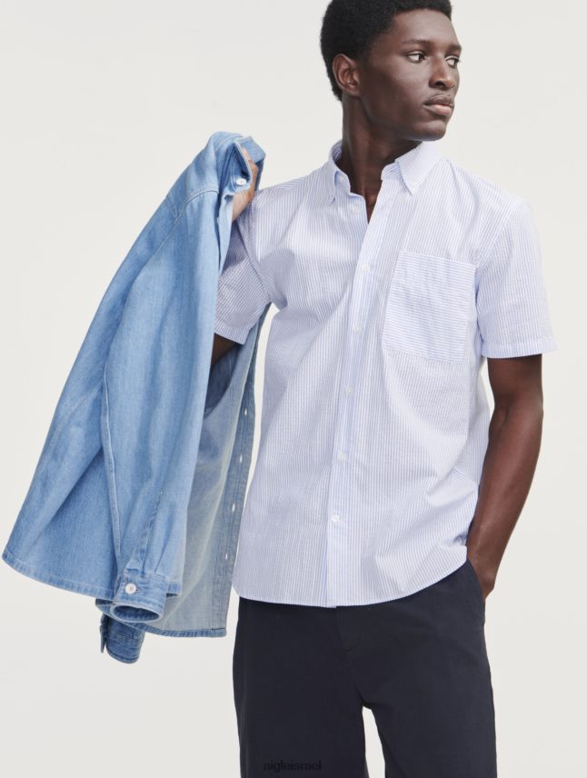 גברים אקונומיקה בהירה ג'ינס Aigle חולצת ג'ינס עם שרוול ארוך בגדים 8V6ZVZ112