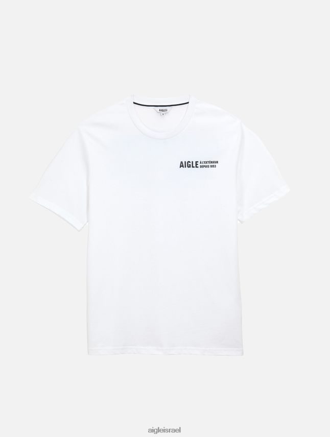 גברים בלאן Aigle חולצת טריקו עם צווארון צווארון מודפס בגדים 8V6ZVZ115