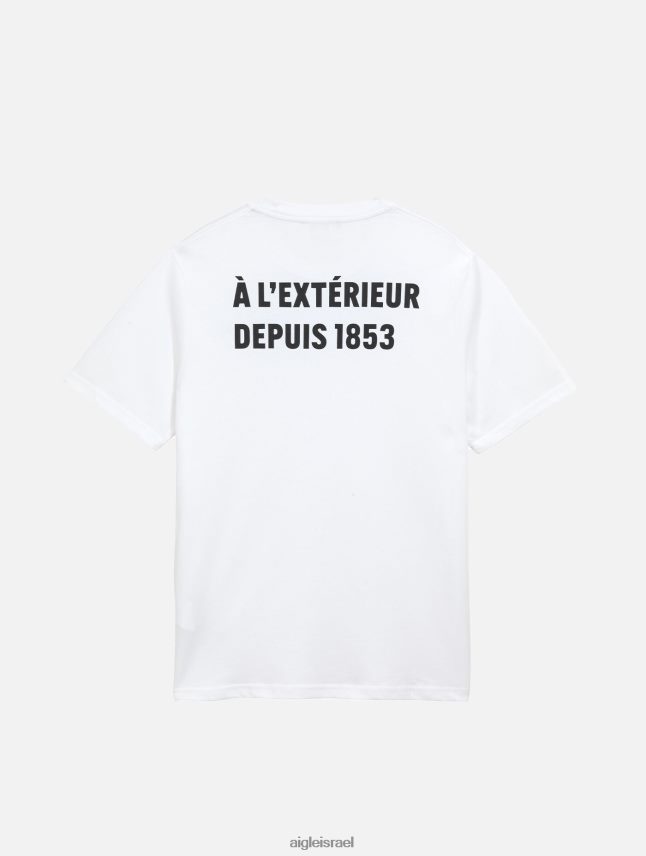 גברים בלאן Aigle חולצת טריקו עם צווארון צווארון מודפס בגדים 8V6ZVZ115