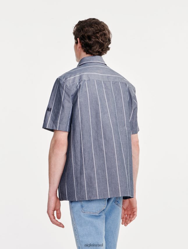 גברים אימפריה סט Aigle חולצת שרוולים קצרים עם פסים מכותנה/פשתן בגדים 8V6ZVZ127