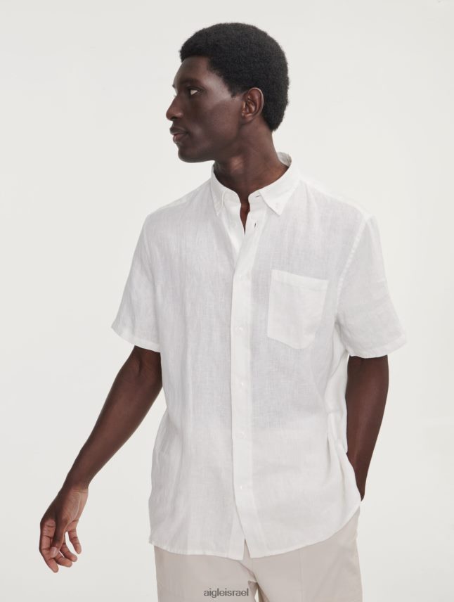 גברים לאט Aigle חולצת פשתן עם שרוולים קצרים בגדים 8V6ZVZ145