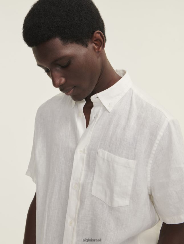 גברים לאט Aigle חולצת פשתן עם שרוולים קצרים בגדים 8V6ZVZ145