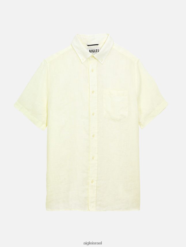 גברים לאט Aigle חולצת פשתן עם שרוולים קצרים בגדים 8V6ZVZ145