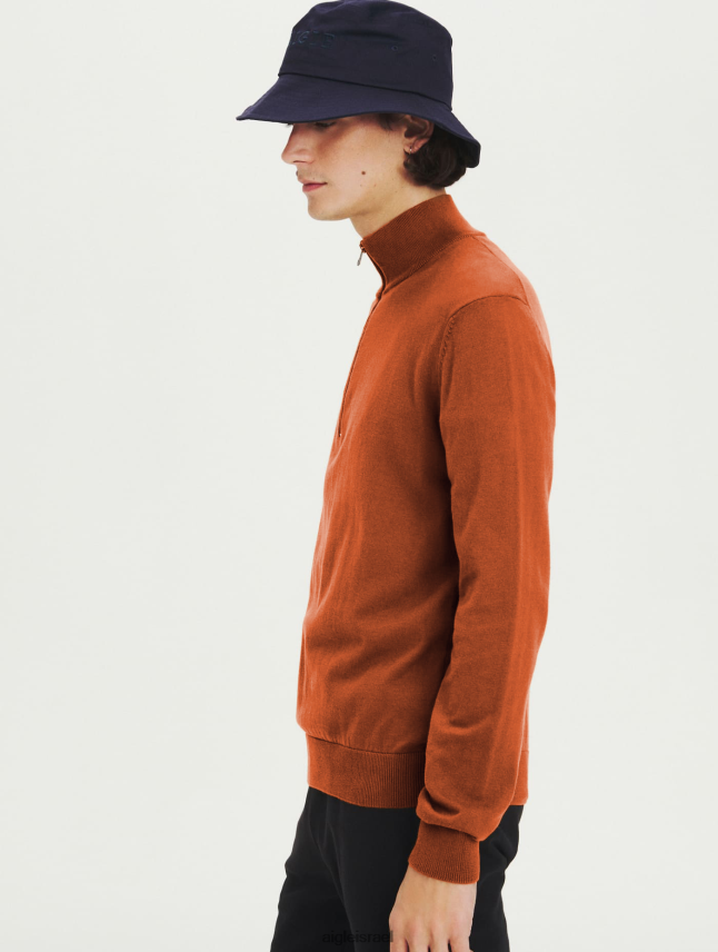 גברים חום זהוב Aigle מגשר עם צווארון פתוח עם רוכסן עשוי כותנה אורגנית בגדים 8V6ZVZ147