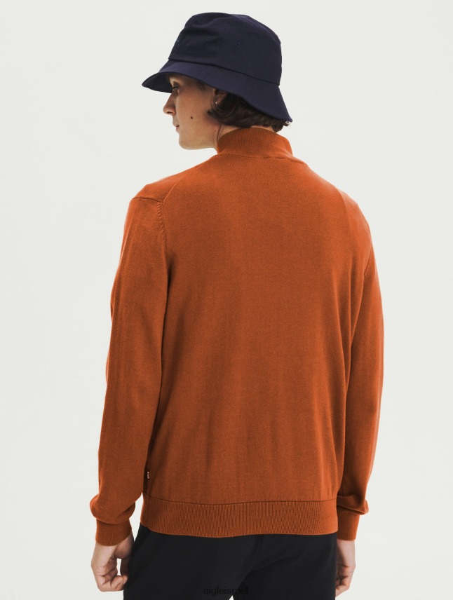 גברים חום זהוב Aigle מגשר עם צווארון פתוח עם רוכסן עשוי כותנה אורגנית בגדים 8V6ZVZ147