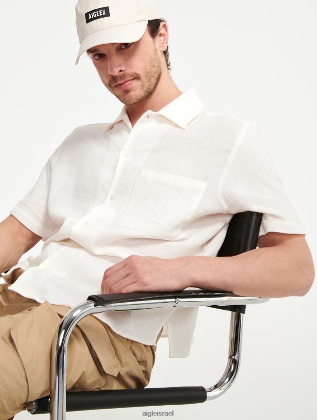 גברים לאט Aigle חולצת כותנה גז עם שרוול קצר בגדים 8V6ZVZ153