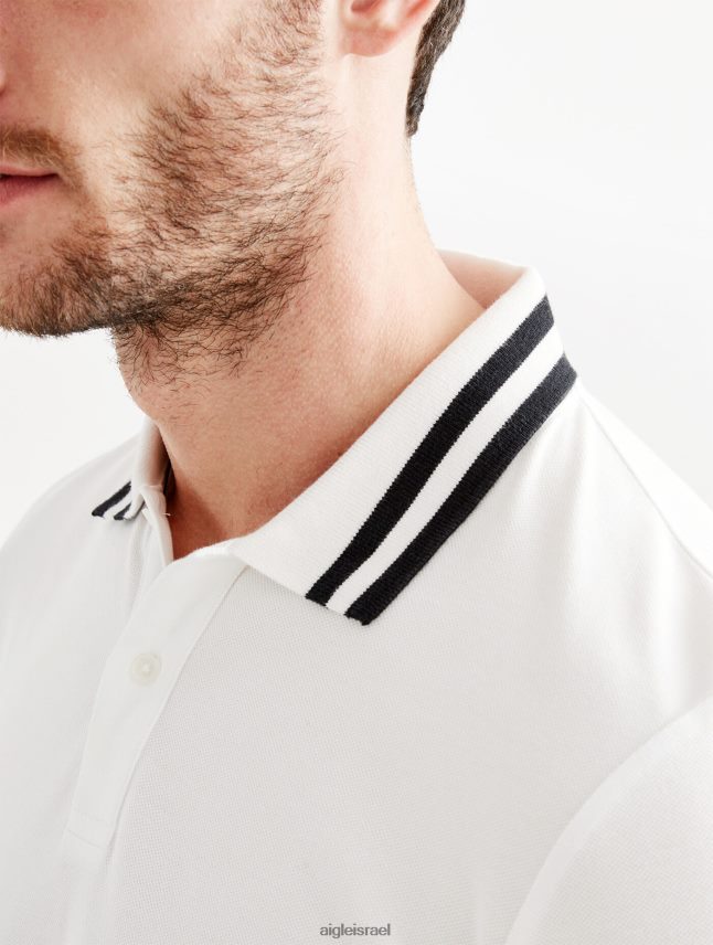 גברים בלאן Aigle פולו-חולצת צווארון כפול שרוולים קצרים בגדים 8V6ZVZ154