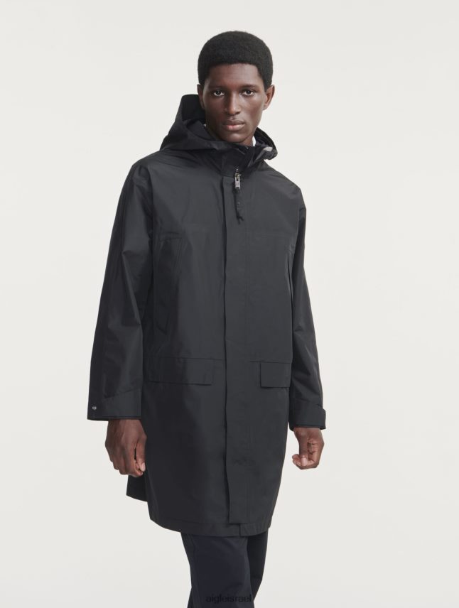 גברים נואר Aigle פארקה גור-טקס ארוכה עם קפוצ'ון כפול בגדים 8V6ZVZ158