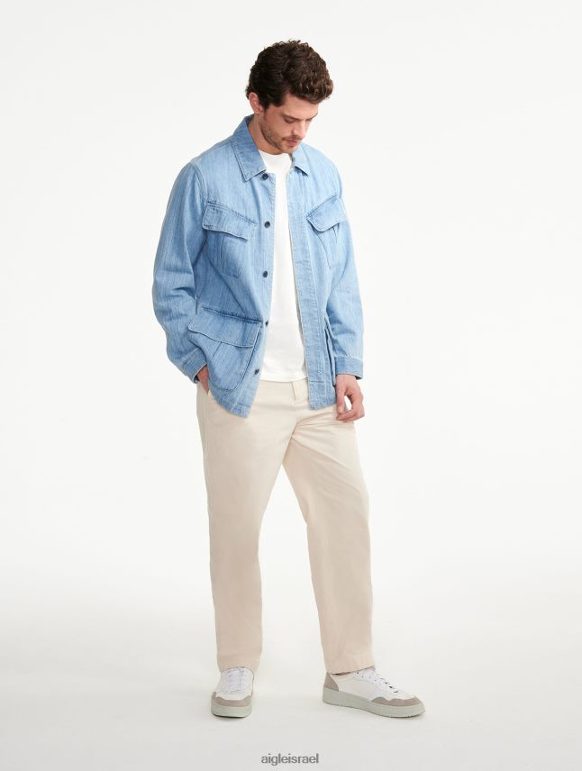 גברים אקונומיקה בהירה ג'ינס Aigle מעיל ספארי ג'ינס באורך בינוני בגדים 8V6ZVZ204