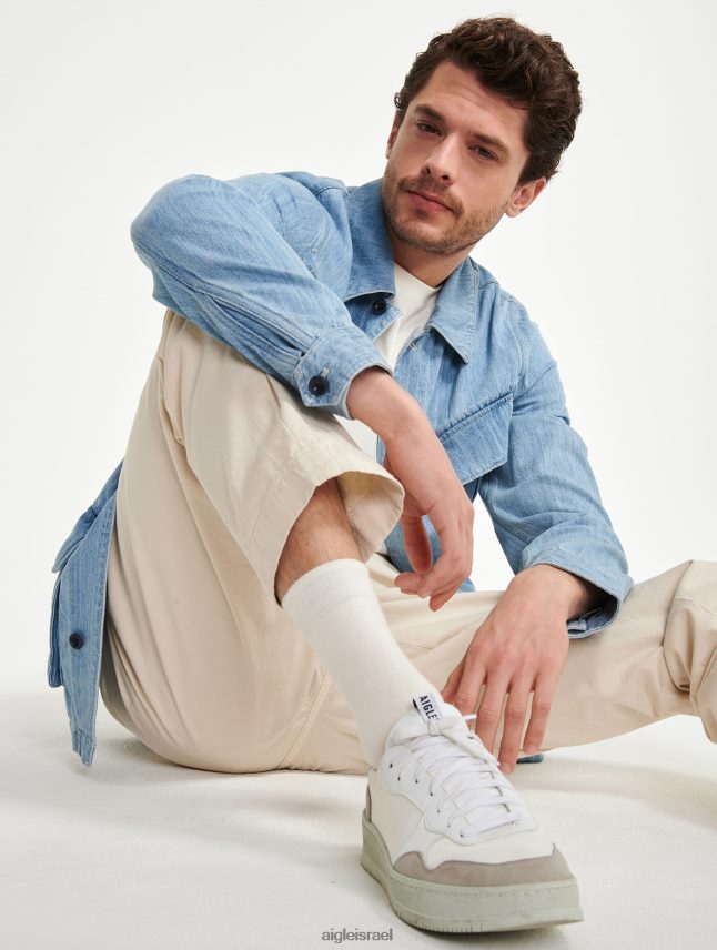 גברים אקונומיקה בהירה ג'ינס Aigle מעיל ספארי ג'ינס באורך בינוני בגדים 8V6ZVZ204