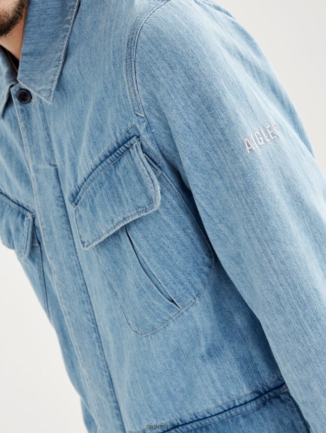 גברים אקונומיקה בהירה ג'ינס Aigle מעיל ספארי ג'ינס באורך בינוני בגדים 8V6ZVZ204