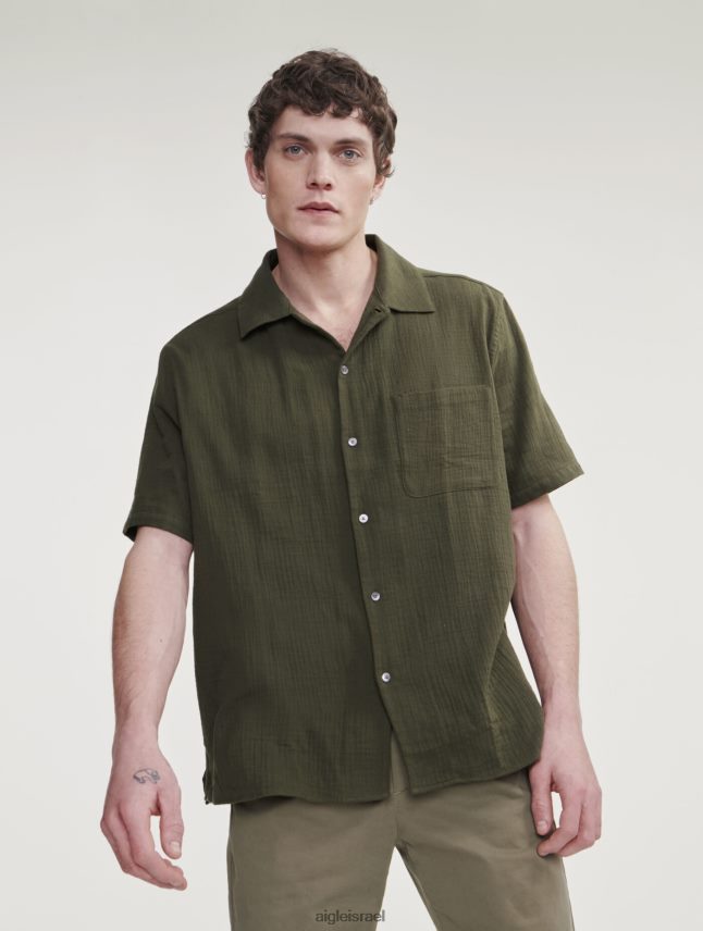 גברים אבוקאט Aigle חולצת כותנה גז עם שרוול קצר בגדים 8V6ZVZ21