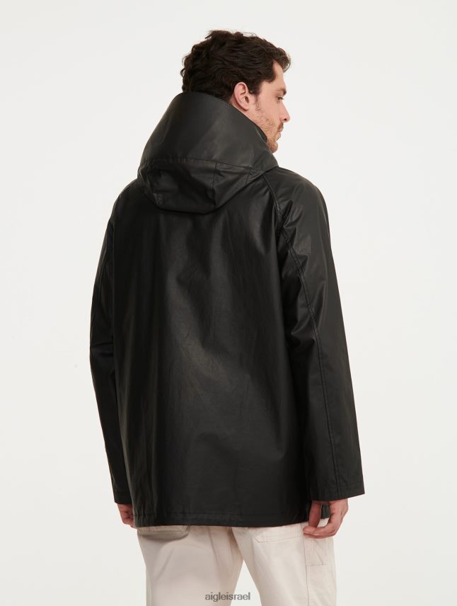 גברים נואר Aigle ז'קט מצופה קפוצ'ון באורך בינוני בגדים 8V6ZVZ213