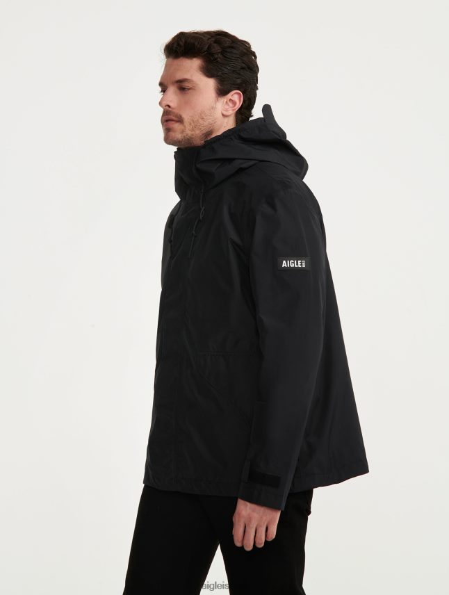 גברים נואר Aigle מעיל גור-טקס קצר עם קפוצ'ון בגדים 8V6ZVZ215