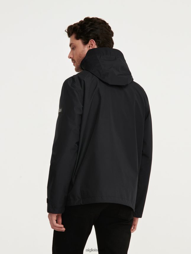 גברים נואר Aigle מעיל גור-טקס קצר עם קפוצ'ון בגדים 8V6ZVZ215