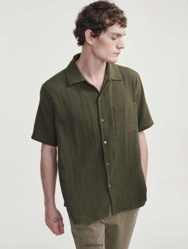 גברים אבוקאט Aigle חולצת כותנה גז עם שרוול קצר בגדים 8V6ZVZ21