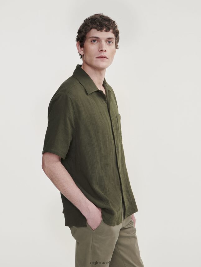 גברים אבוקאט Aigle חולצת כותנה גז עם שרוול קצר בגדים 8V6ZVZ21