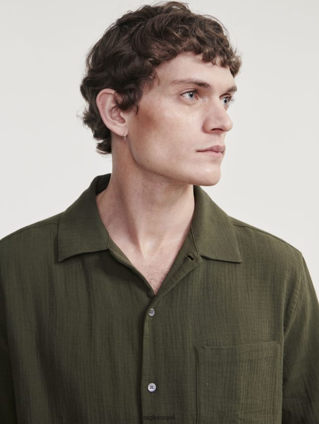 גברים אבוקאט Aigle חולצת כותנה גז עם שרוול קצר בגדים 8V6ZVZ21