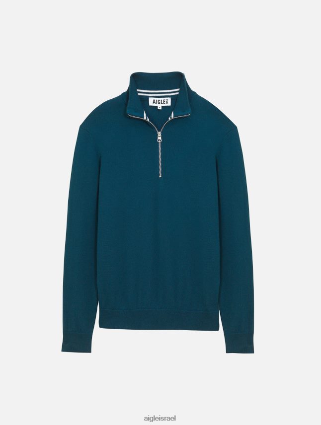 גברים כחול סערה Aigle מגשר דק עם חצי רוכסן צוואר גבוה בגדים 8V6ZVZ29