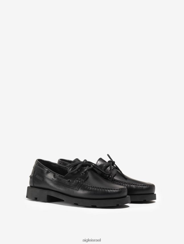 גברים נואר Aigle נעלי סירה מעור על הסוליה האיקונית הנצחית שלנו נעליים 8V6ZVZ322