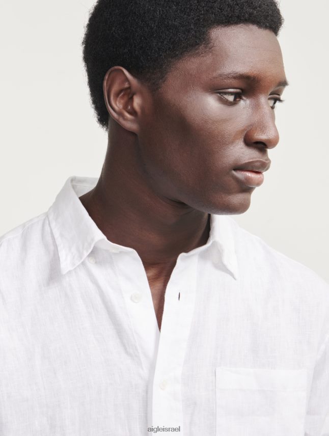 גברים בלאן Aigle חולצת פשתן עם שרוולים ארוכים בגדים 8V6ZVZ32