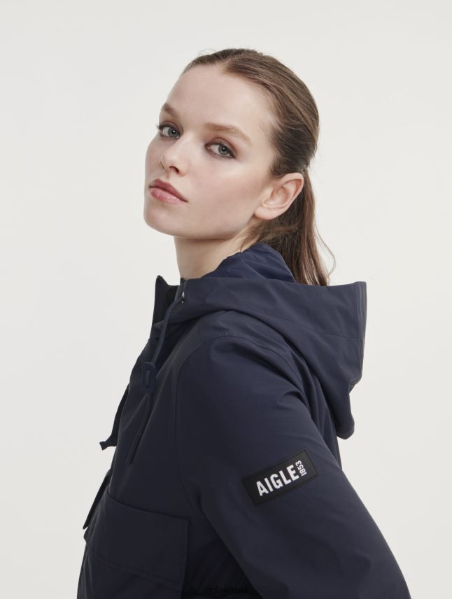 נשים אימפריה Aigle מעיל גור-טקס קצר עם קפוצ'ון בגדים 8V6ZVZ430