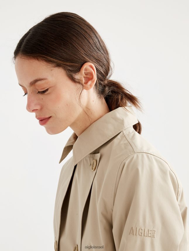 נשים אוסייר Aigle קפוצ'ון ניתן להסרה מעיל טרנץ' קצר גור טקס בגדים 8V6ZVZ452