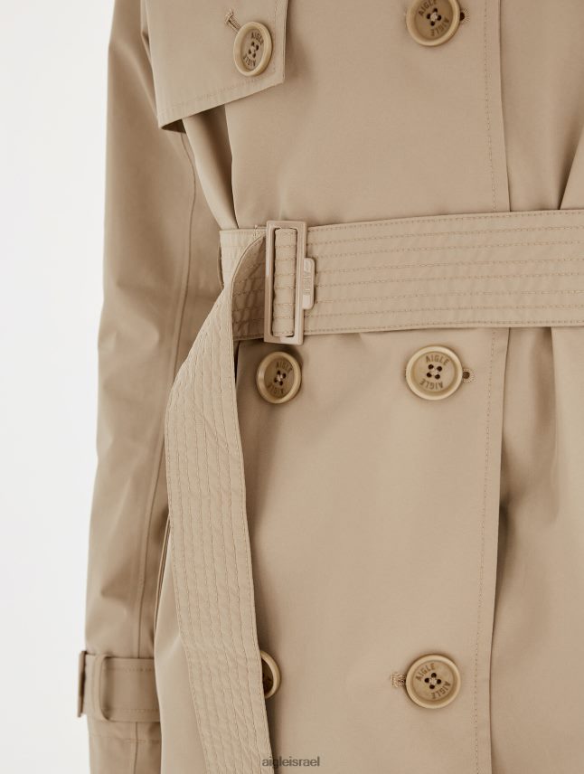 נשים אוסייר Aigle קפוצ'ון ניתן להסרה מעיל טרנץ' קצר גור טקס בגדים 8V6ZVZ452