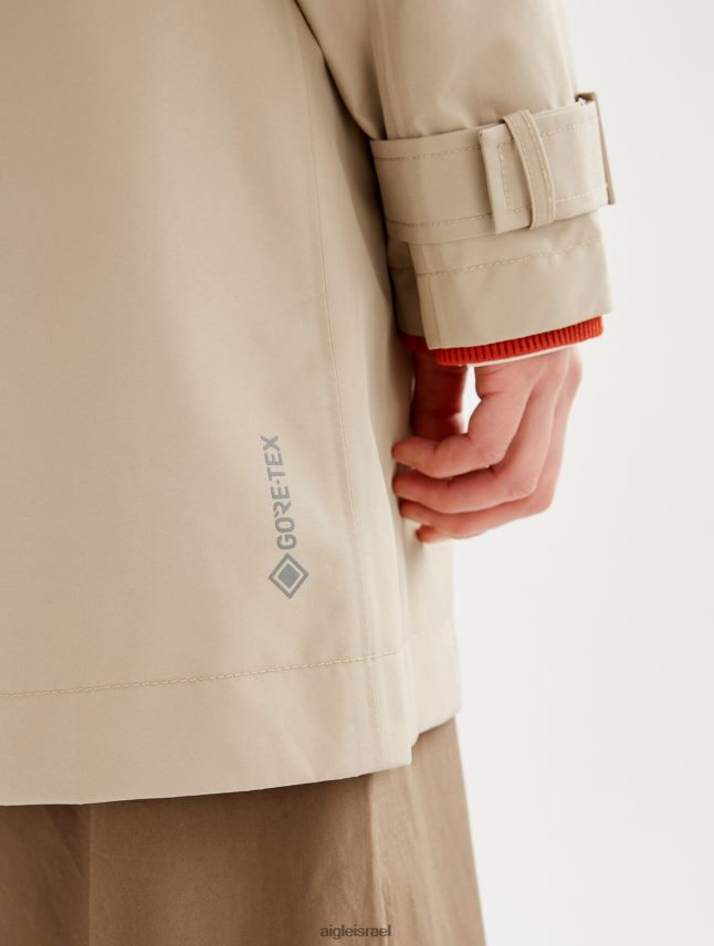 נשים אוסייר Aigle קפוצ'ון ניתן להסרה מעיל טרנץ' קצר גור טקס בגדים 8V6ZVZ452