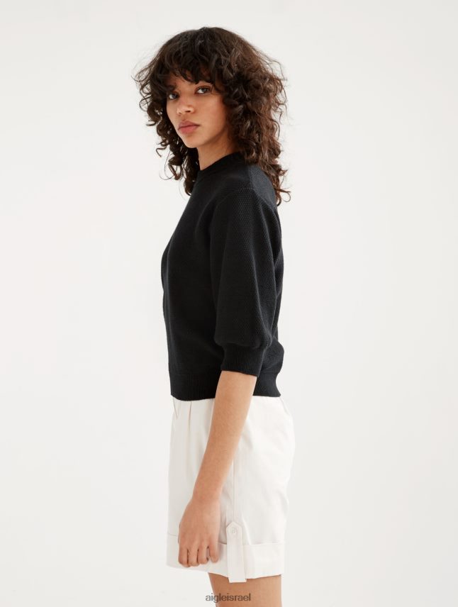 נשים נואר Aigle מגשר עם שרוולים קצרים עם סריג דקורטיבי בגדים 8V6ZVZ460