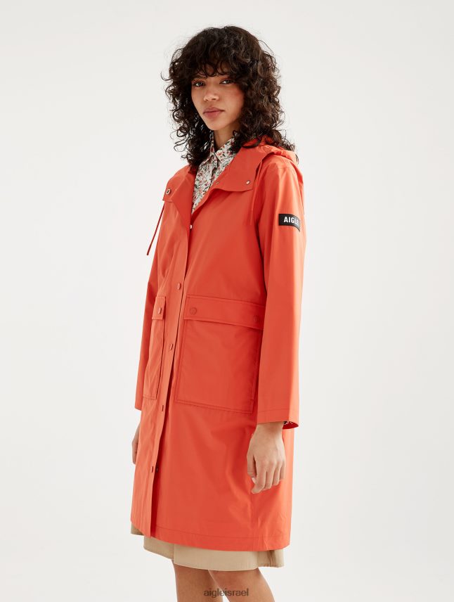 נשים חריסה Aigle מעיל גשם ארוך עם ברדס בגדים 8V6ZVZ461