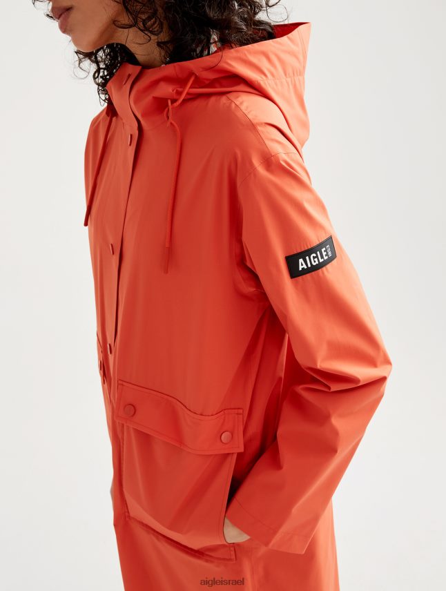 נשים חריסה Aigle מעיל גשם ארוך עם ברדס בגדים 8V6ZVZ461