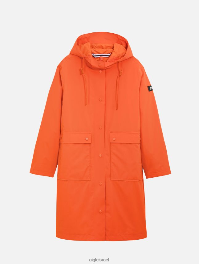 נשים חריסה Aigle מעיל גשם ארוך עם ברדס בגדים 8V6ZVZ461