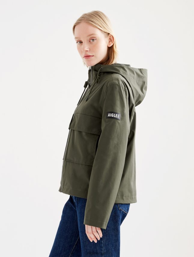 נשים אבוקאט Aigle מעיל גור-טקס קצר עם קפוצ'ון בגדים 8V6ZVZ476