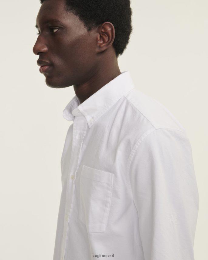 גברים בלאן Aigle חולצה עם שרוולים ארוכים של אוקספורד בגדים 8V6ZVZ48