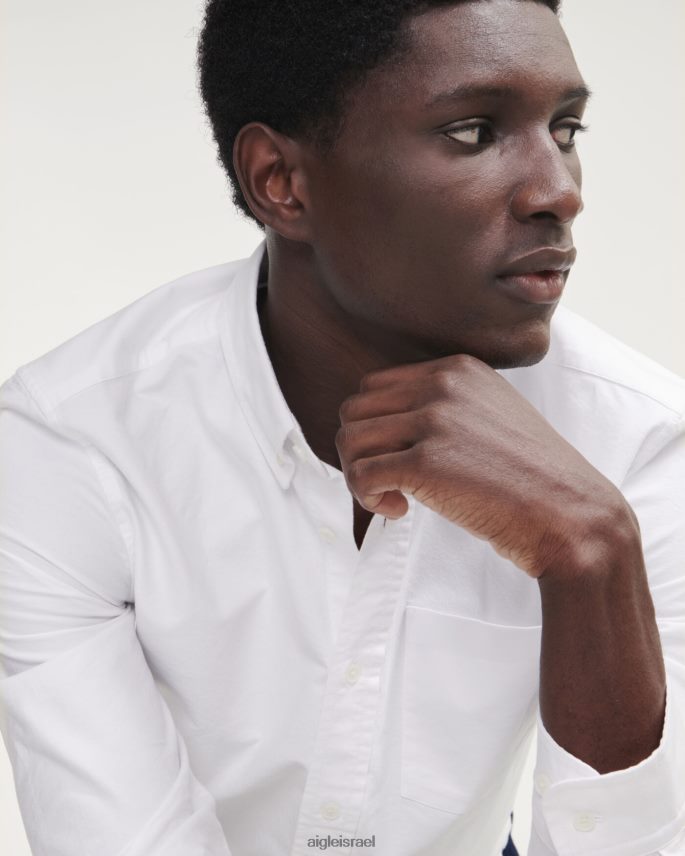 גברים בלאן Aigle חולצה עם שרוולים ארוכים של אוקספורד בגדים 8V6ZVZ48