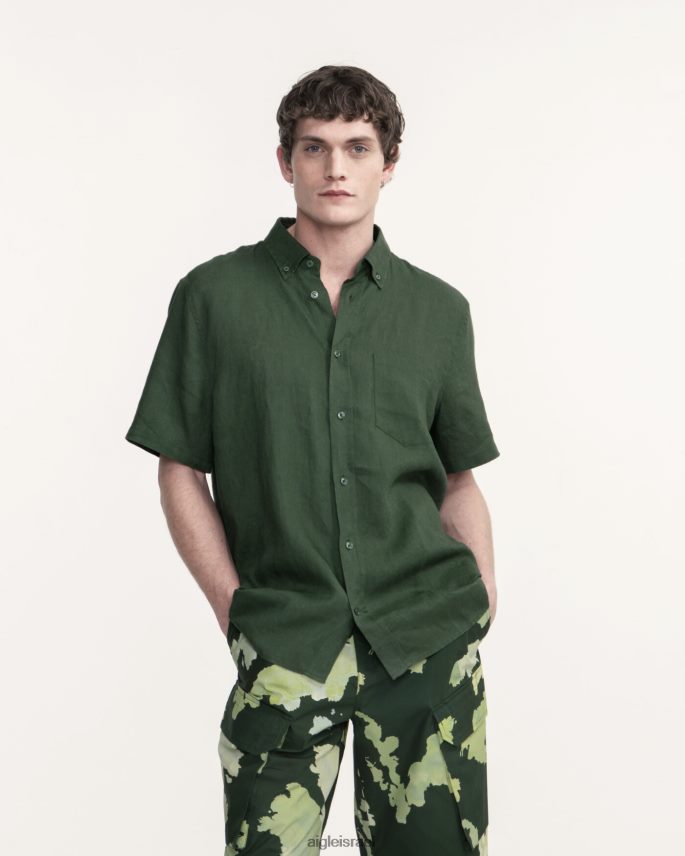 גברים בוטני Aigle חולצת פשתן עם שרוולים קצרים בגדים 8V6ZVZ55