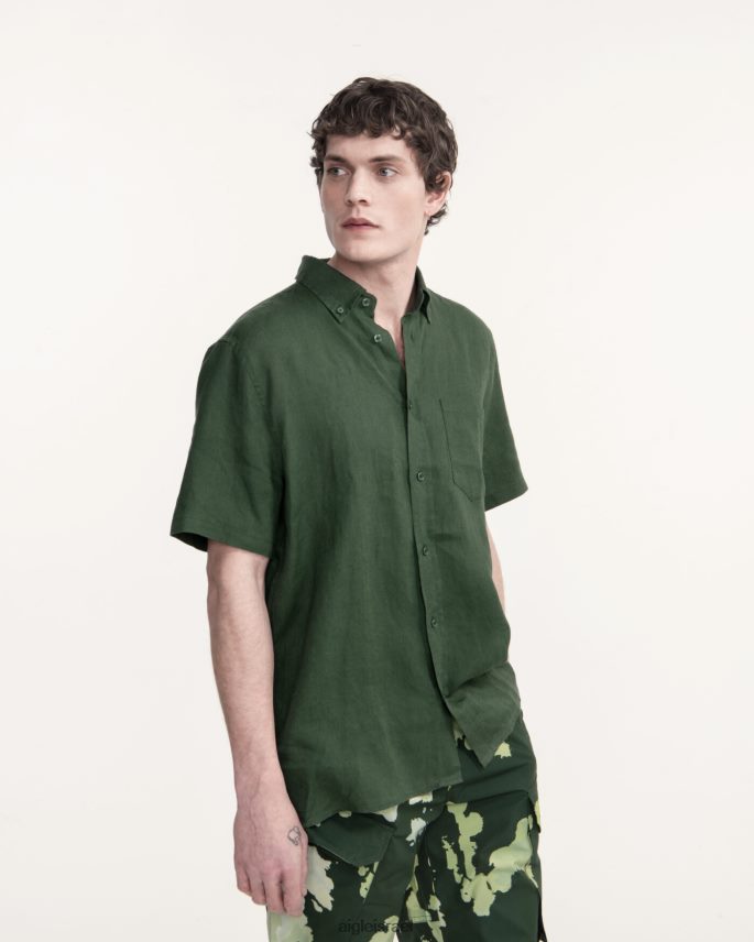 גברים בוטני Aigle חולצת פשתן עם שרוולים קצרים בגדים 8V6ZVZ55