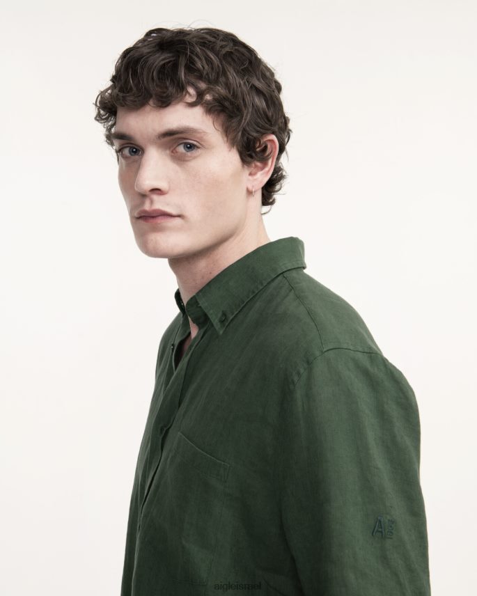 גברים בוטני Aigle חולצת פשתן עם שרוולים קצרים בגדים 8V6ZVZ55