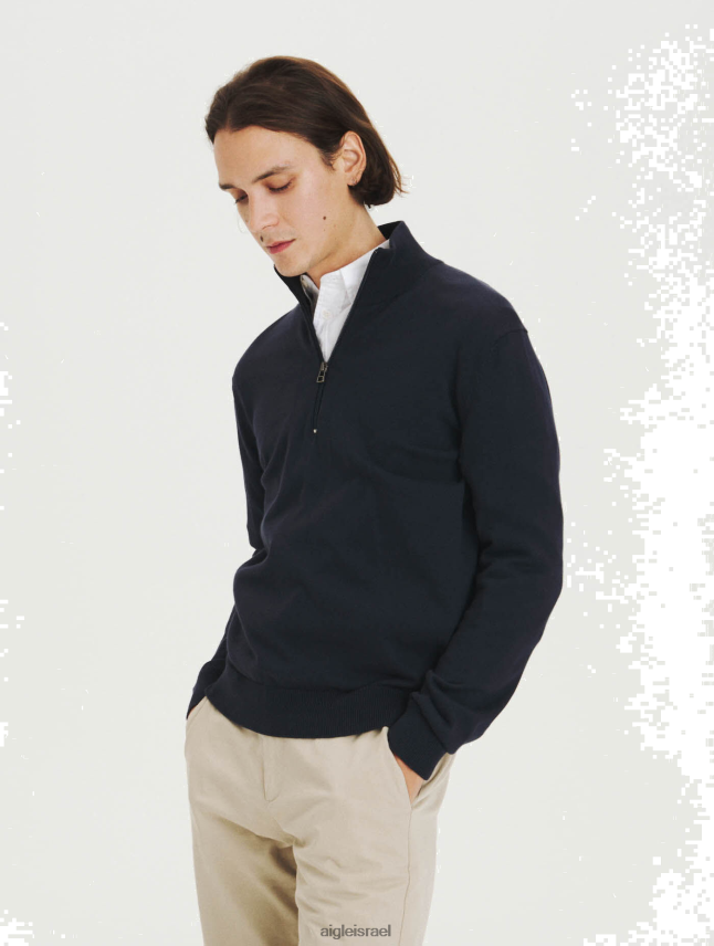 גברים אימפריה Aigle מגשר עם צווארון פתוח עם רוכסן עשוי כותנה אורגנית בגדים 8V6ZVZ57