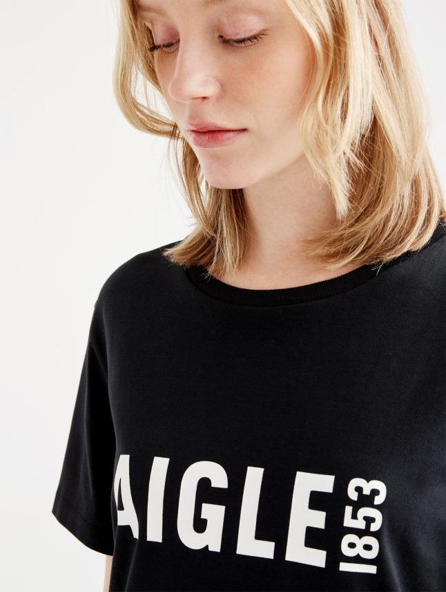 נשים נואר Aigle חולצת טריקו מודפסת עם שרוולים קצרים לפיראטקס בגדים 8V6ZVZ582