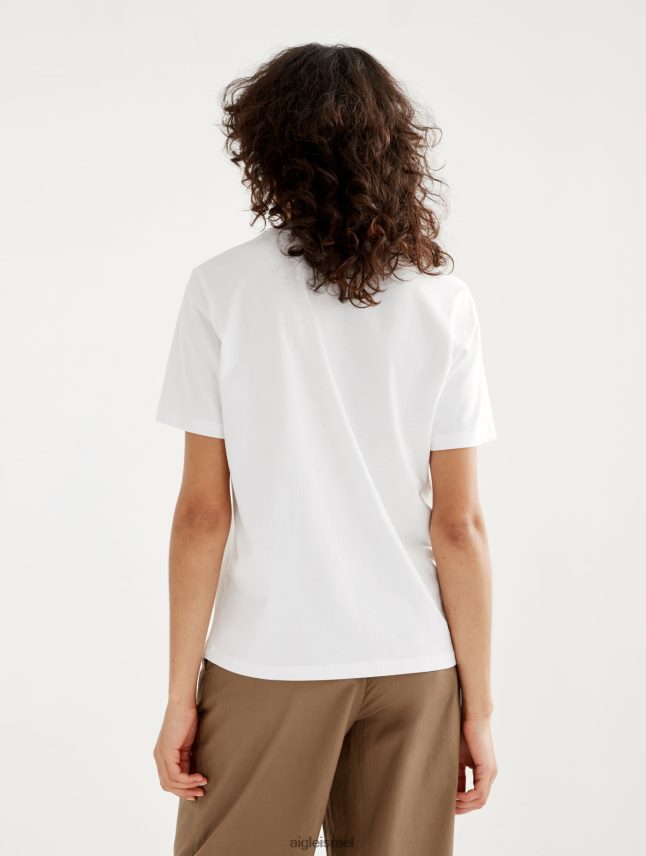 נשים בלאן Aigle חולצת טריקו עם צווארון כותנה אורגנית בגדים 8V6ZVZ588