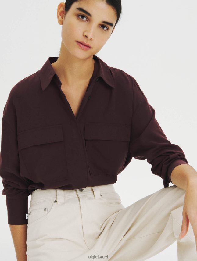 נשים מַמְתָק שׁוֹקוֹלָד Aigle חולצת אוברסייז בגדים 8V6ZVZ618