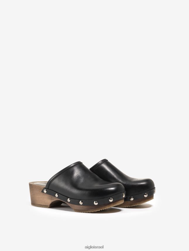 נשים נואר Aigle סתימת עור ועץ נעליים 8V6ZVZ631