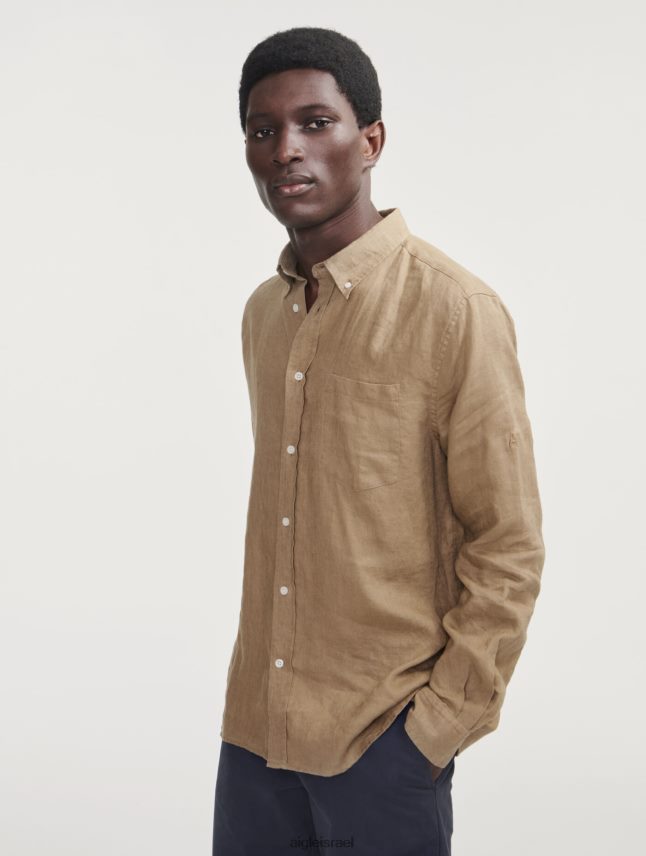 גברים קָפּוּצִ'ינוֹ Aigle חולצת פשתן עם שרוולים ארוכים בגדים 8V6ZVZ66